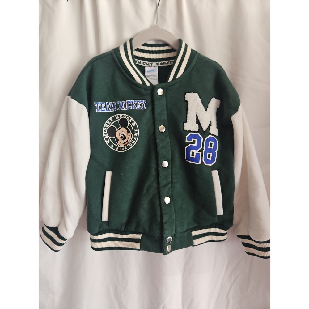 Team Mickey Varsity Jackets Green And White 4T